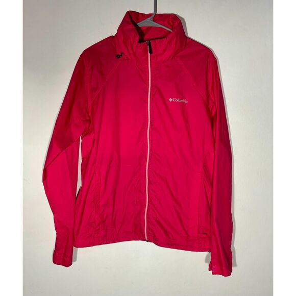 Columbia Women’s Rain Jacket XL Pink Lightweight Waterproof Windbreaker Hood - Picture 1 of 7
